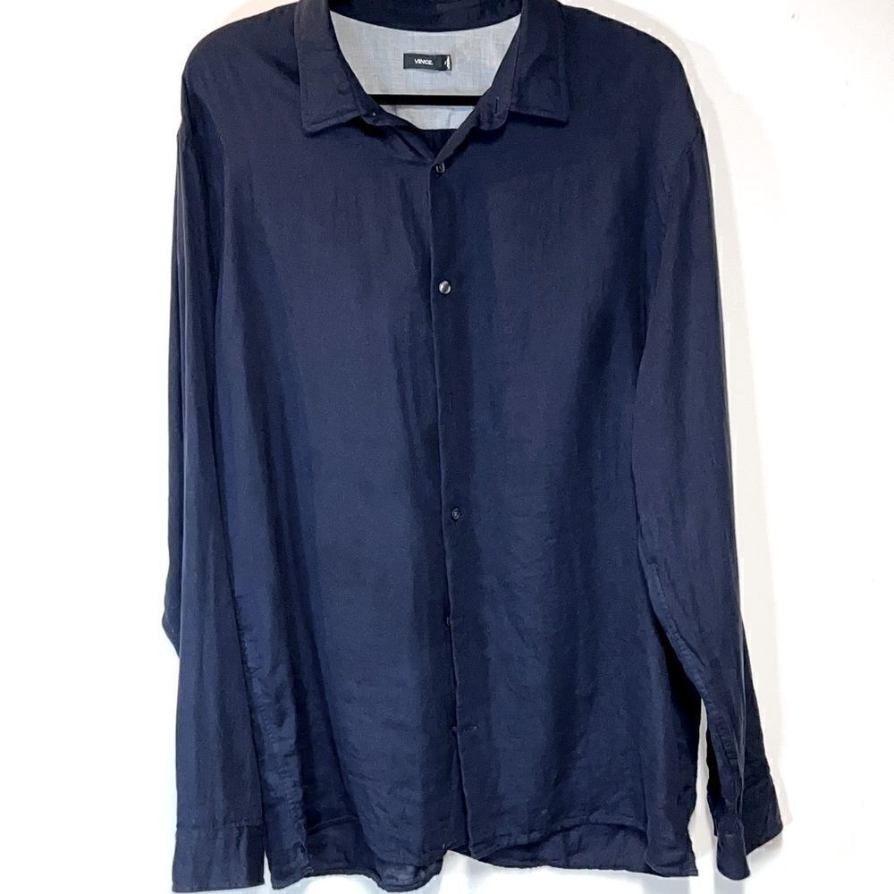 Vince  Cotton Twill Ultra Soft button dress shirt Navy Mens XL $275